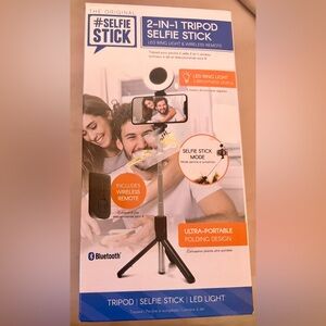 Selfie Stick with LED Ring Light and Wireless Remote - Black
